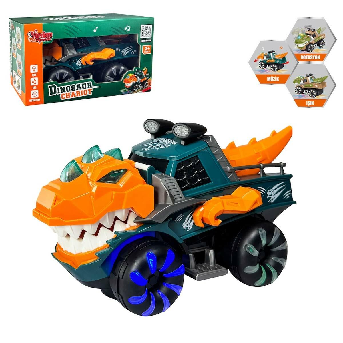 360 Derece Hareketli Dinozor Araba | Işıklı Ve Müzikli Pilli Oyuncak | Eğitici İlk Macera Arabası