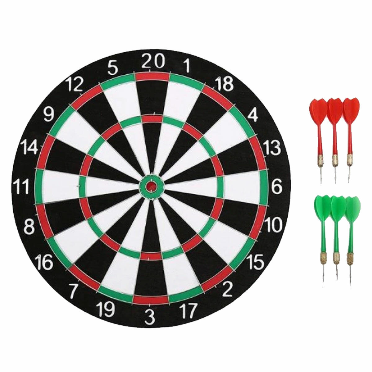 38 cm Çift Taraflı Ahşap Dart Seti | 6 Adet Sivri Uçlu Ok Dahil | Profesyonel Görünümlü Klasik Hedef Tahtası