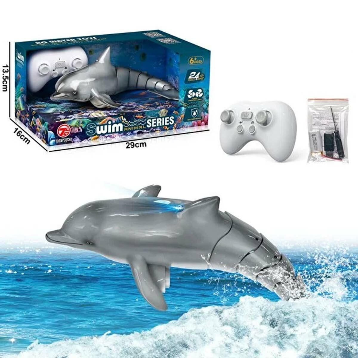 Uzaktan Kumandalı 38 cm Yüzen Su Püskürten Şarjlı Yunus Balığı | Gerçekçi Yüzme ve Su Püskürtme Özelliği | Havuz ve Banyo Eğlencesi Koleksiyonu