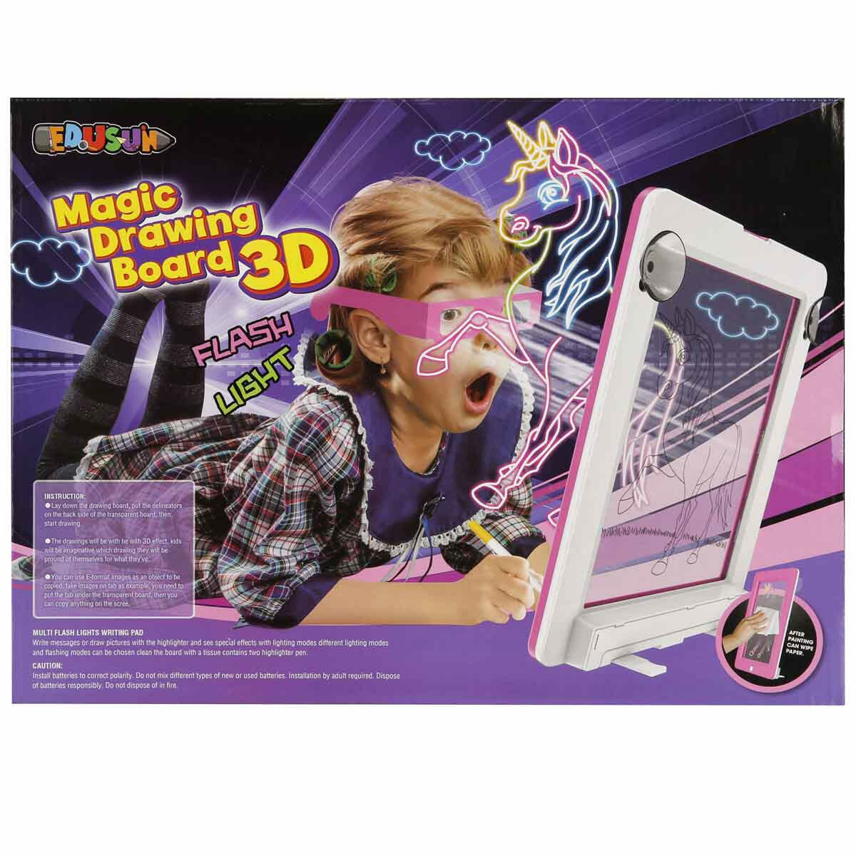 3D Doodle Sihirli Pembe Yazı Tahtası | 3 Boyutlu Çizim Ve Tasarım Seti | Işıklı Ve Gözlüklü Eğitici Yazı Tahtası