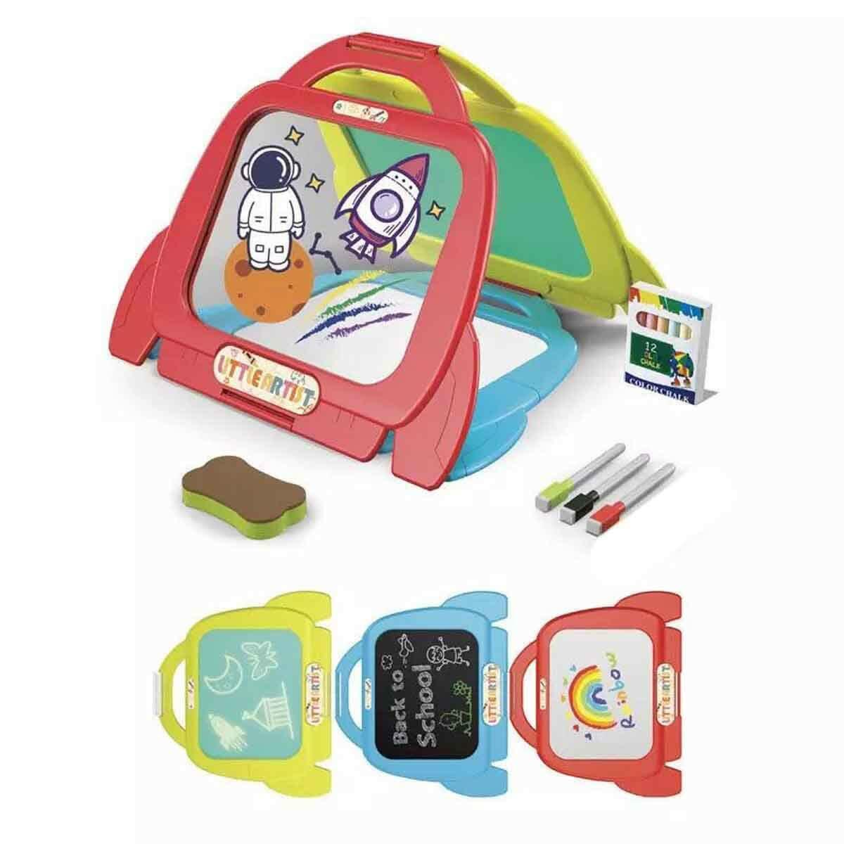 3in1 İlk Çizim Tahtam | 3 Fonksiyonlu Eğitici Aktivite Seti | Kara Tahta, Beyaz Tahta Ve Şeffaf Çizim Alanı