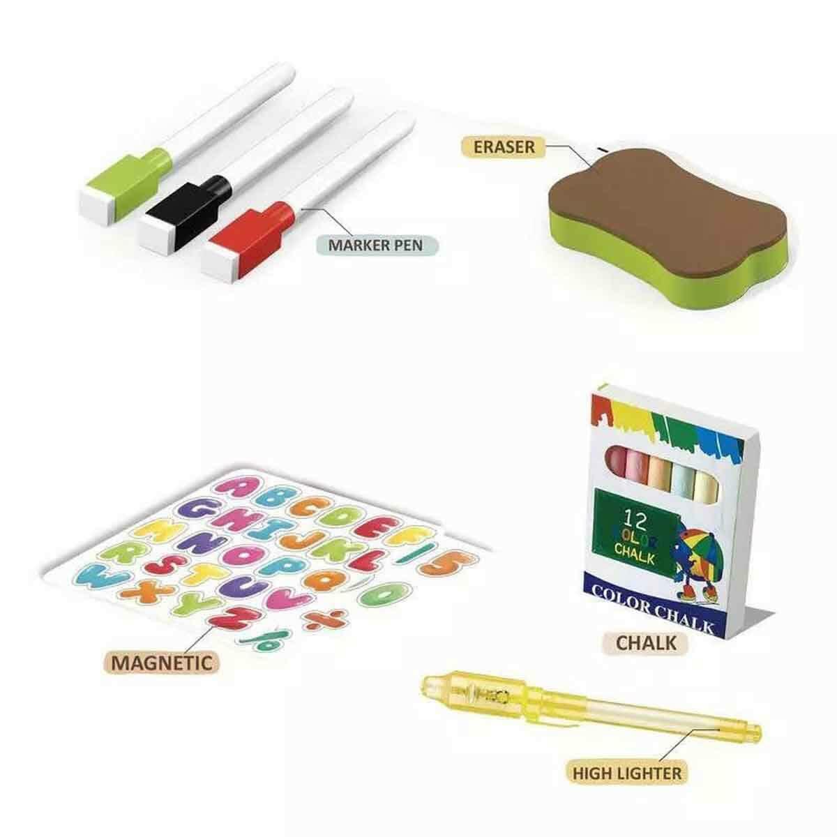 3in1 İlk Çizim Tahtam | 3 Fonksiyonlu Eğitici Aktivite Seti | Kara Tahta, Beyaz Tahta Ve Şeffaf Çizim Alanı