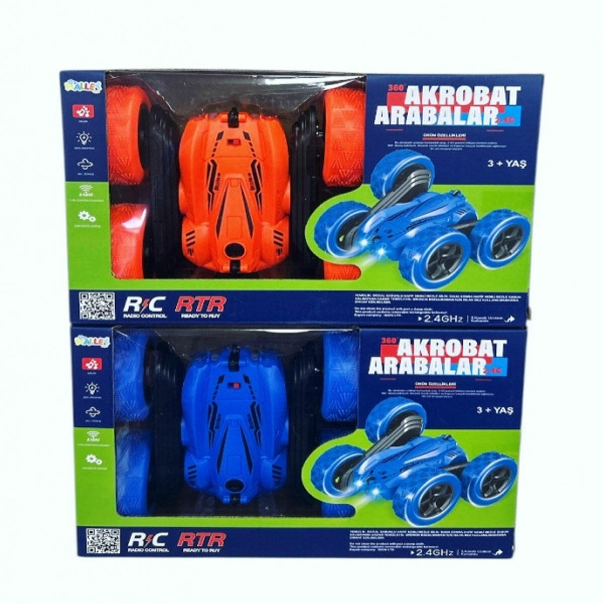 Uzaktan Kumandalı 4 Çeker 360 Derece Dönen Akrobat Araba | 2.4G Çift Taraflı Sürülebilen Işıklı ve Müzikli Stunt Aracı | Tek Tuşla Demo Özellikli Arazi Arabası