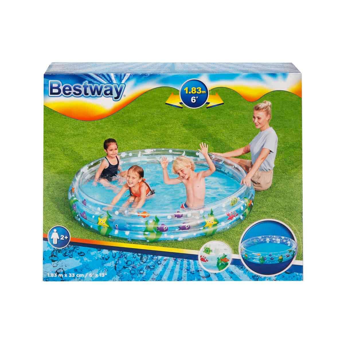 3 Halka Okyanus Canlıları Desenli Yuvarlak Havuz