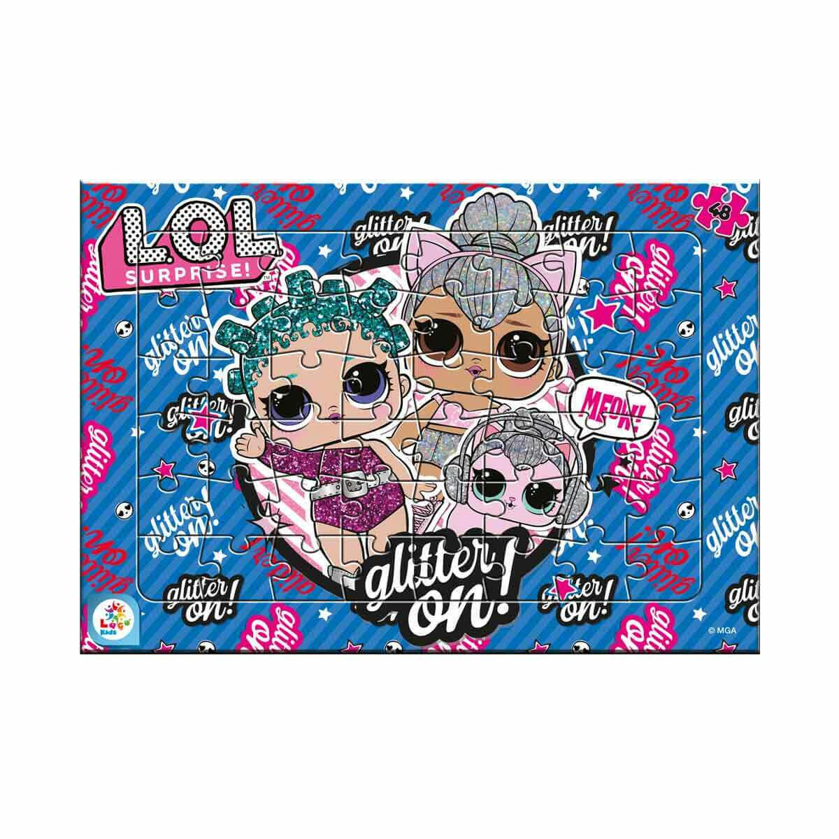 48 Parça L.O.L. Surprise Frame Puzzle | Eğitici ve Renkli Çocuk Yapbozu | L.O.L. Bebek Temalı Zeka Oyunu