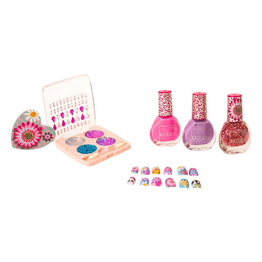 Lukky Çocuk Makyaj Kozmetik Seti - Far Paleti ve Soyulabilir Oje Takma Tırnak