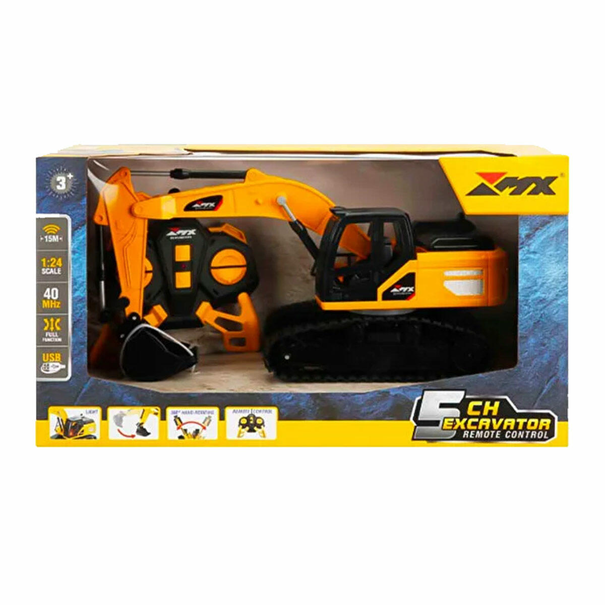 Uzaktan Kumandalı 5 Fonksiyonlu Kepçe 30 cm | Şarjlı Ekskavatör İş Makinesi | Hareketli Kollu ve USB Şarjlı RC Kepçe