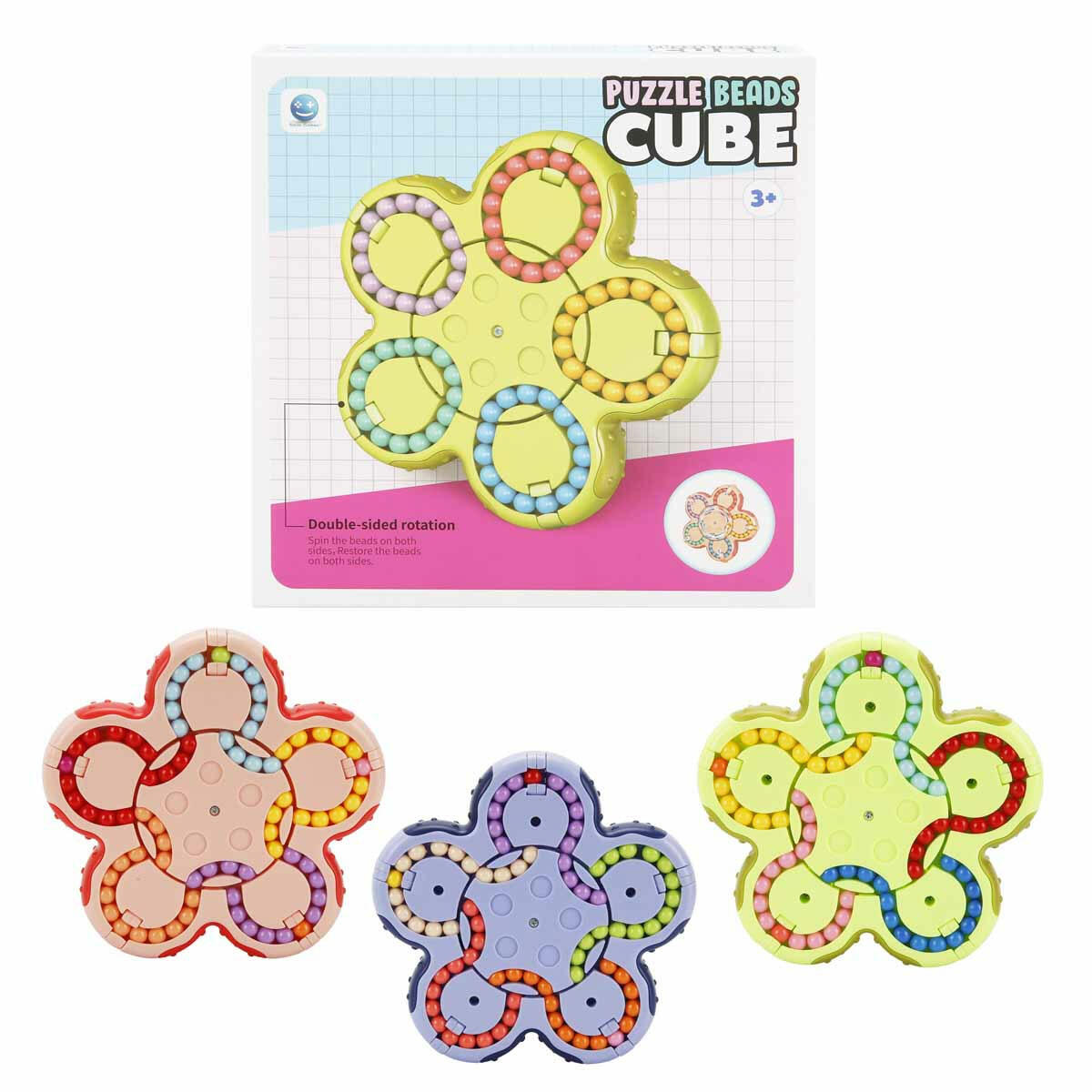 5 Halkalı Boncuk Puzzle | Çift Taraflı Dönebilen Mantık ve Zeka Oyunu | Çocuklar İçin Renk Eşleştirme ve Problem Çözme Oyuncağı