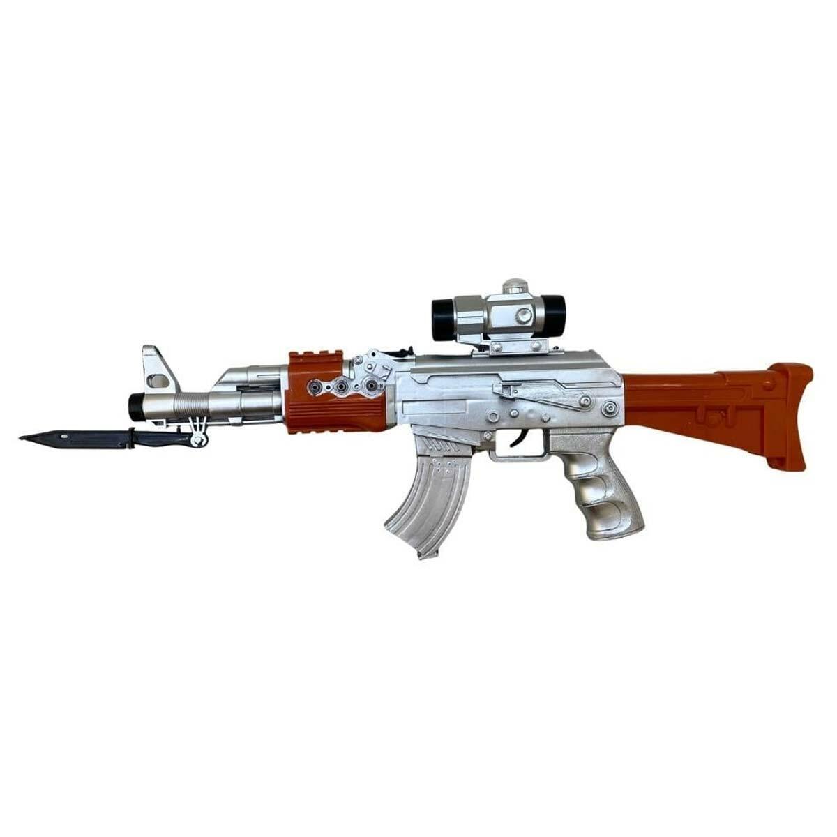 50 CM Pilli Kasaturalı Oyuncak Tüfek | Sesli Ve Işıklı Askeri Oyun Seti | Bayonetli Hücum Tüfeği