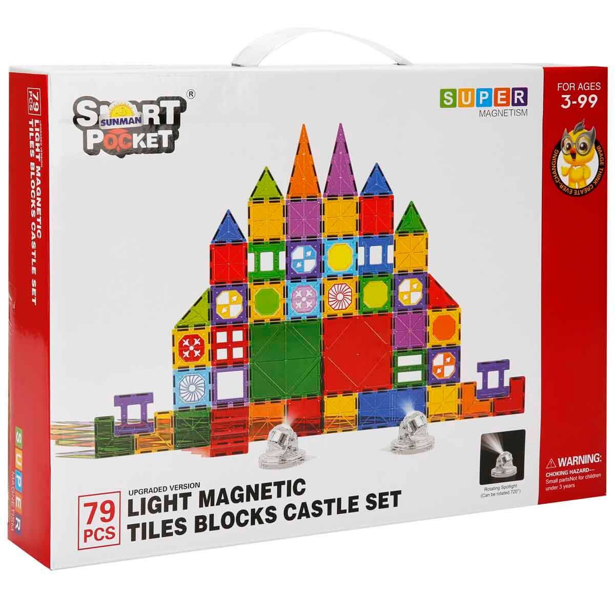 Led Işıklı Manyetik Blok Kale Seti 79 Parça