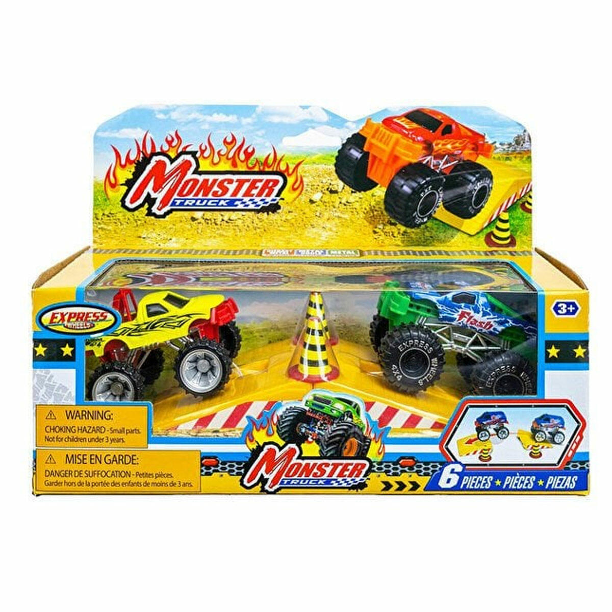 6 Parça Monster Truck Aksiyon Rampa Seti | Hayvan Şekilli Kamyon Ve Fırlatıcı | Çarpma Ve Uçma Oyuncak Seti