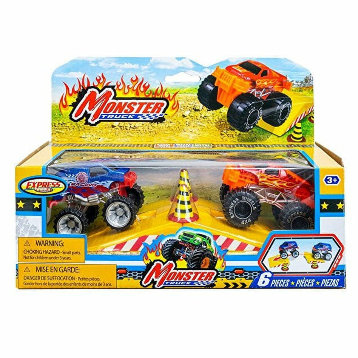 6 Parça Monster Truck Aksiyon Rampa Seti | Hayvan Şekilli Kamyon Ve Fırlatıcı | Çarpma Ve Uçma Oyuncak Seti