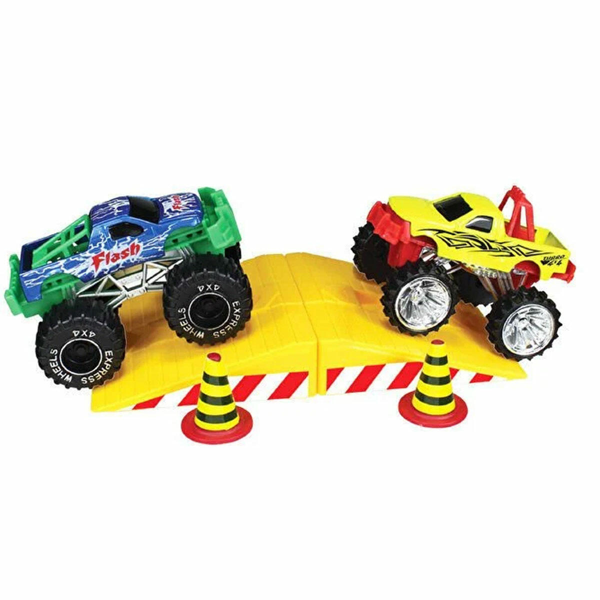 6 Parça Monster Truck Aksiyon Rampa Seti | Hayvan Şekilli Kamyon Ve Fırlatıcı | Çarpma Ve Uçma Oyuncak Seti