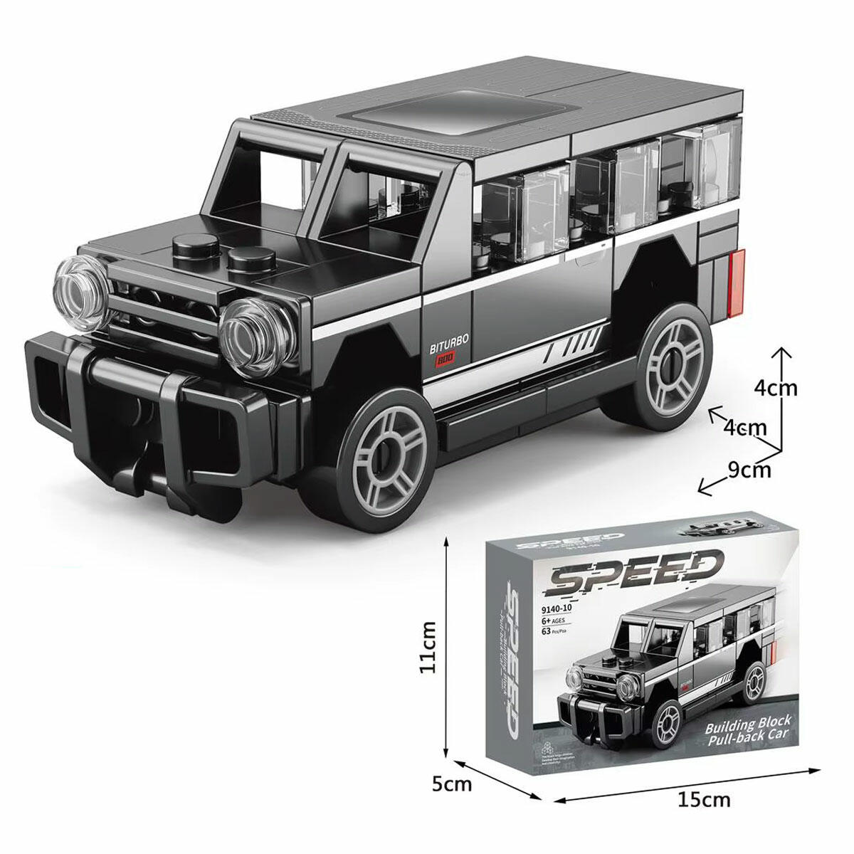 63 Parça Blok G Class Araba Yapım Seti | Çek Bırak Mekanizmalı Arazi Aracı | Lego Uyumlu Eğitici ve Yaratıcı Blok Oyuncak Seti