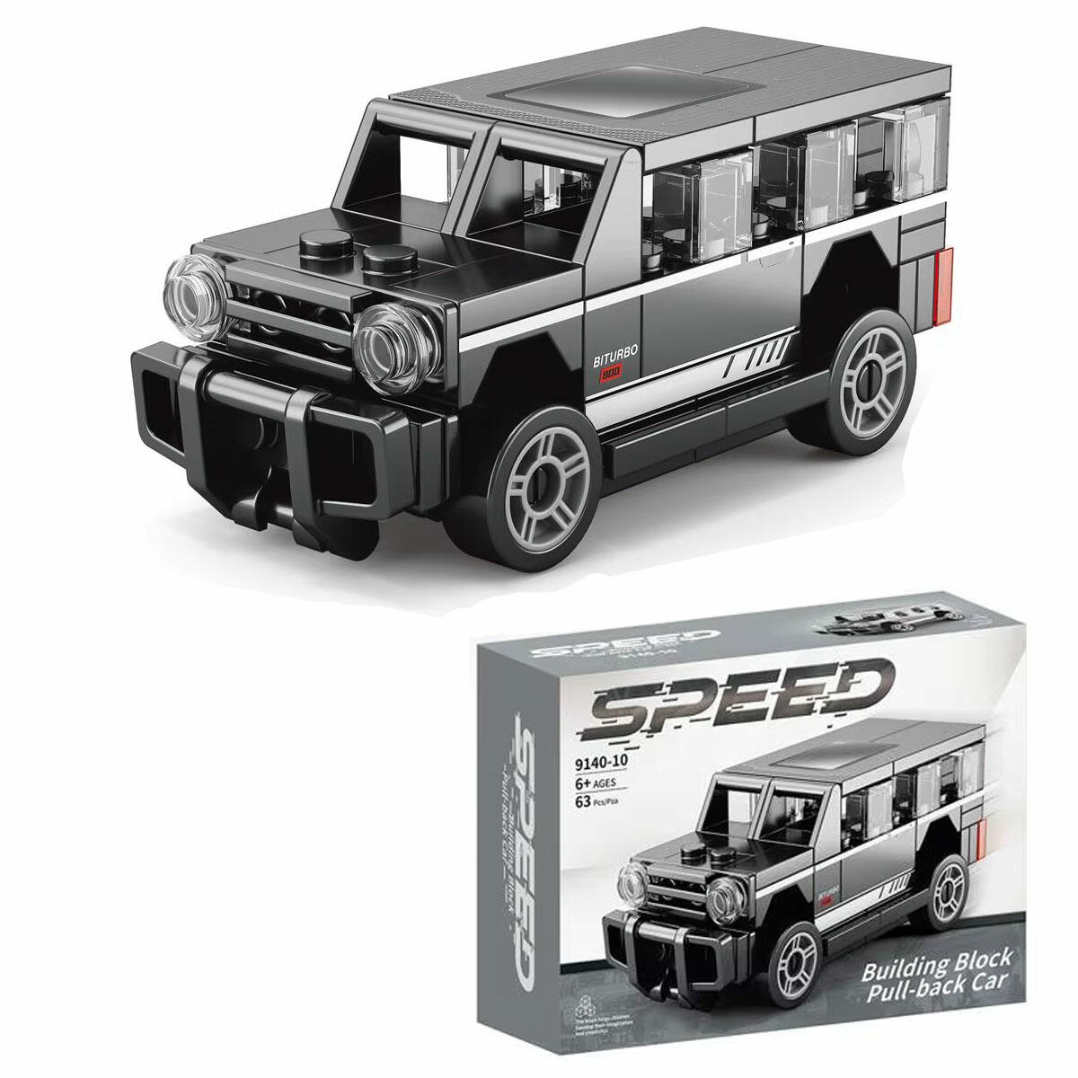 63 Parça Blok G Class Araba Yapım Seti | Çek Bırak Mekanizmalı Arazi Aracı | Lego Uyumlu Eğitici ve Yaratıcı Blok Oyuncak Seti