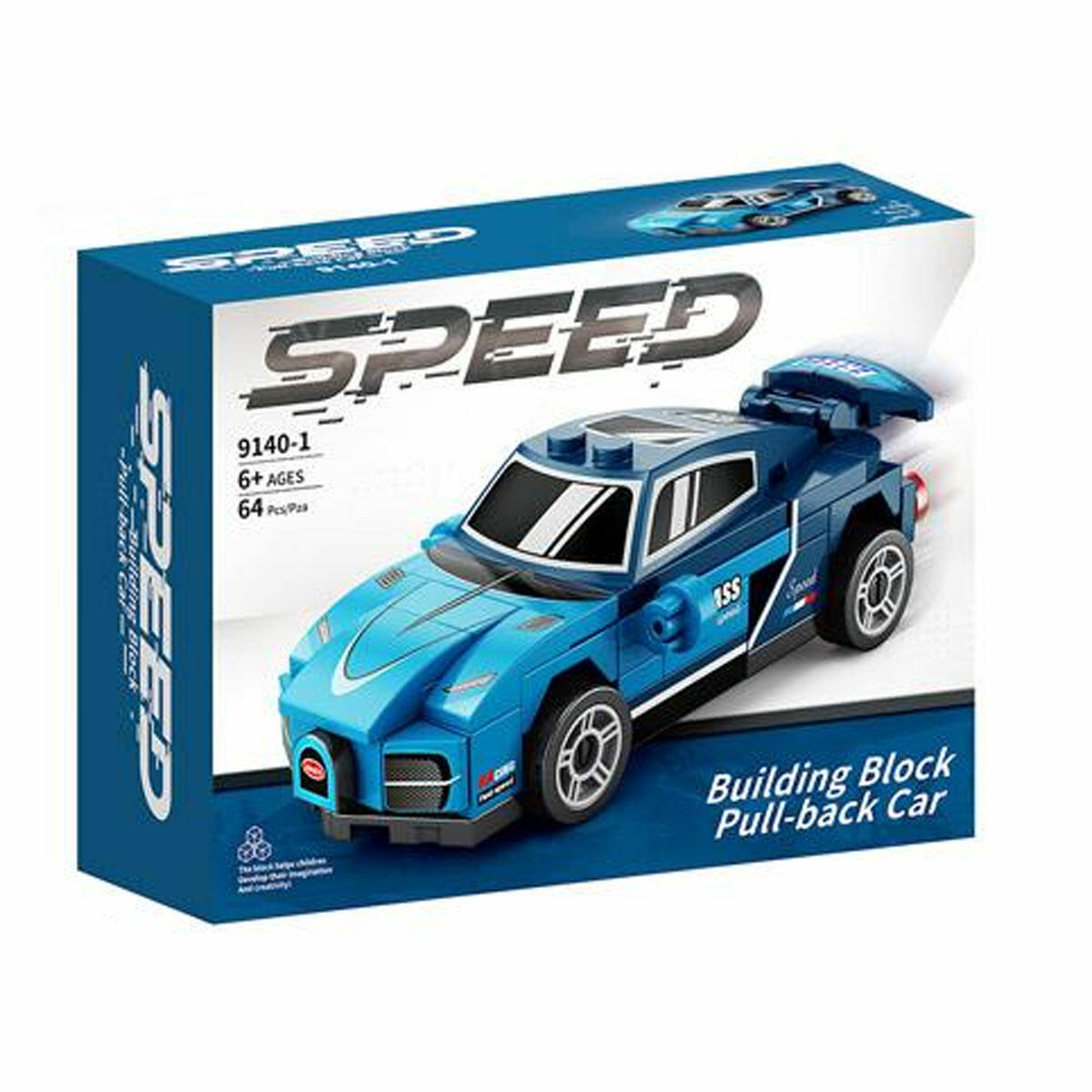 64 Parça Blok Bugatti Araba Yapım Seti | Çek Bırak Mekanizmalı Spor Araç | Lego Uyumlu Eğitici Blok Oyuncak Seti