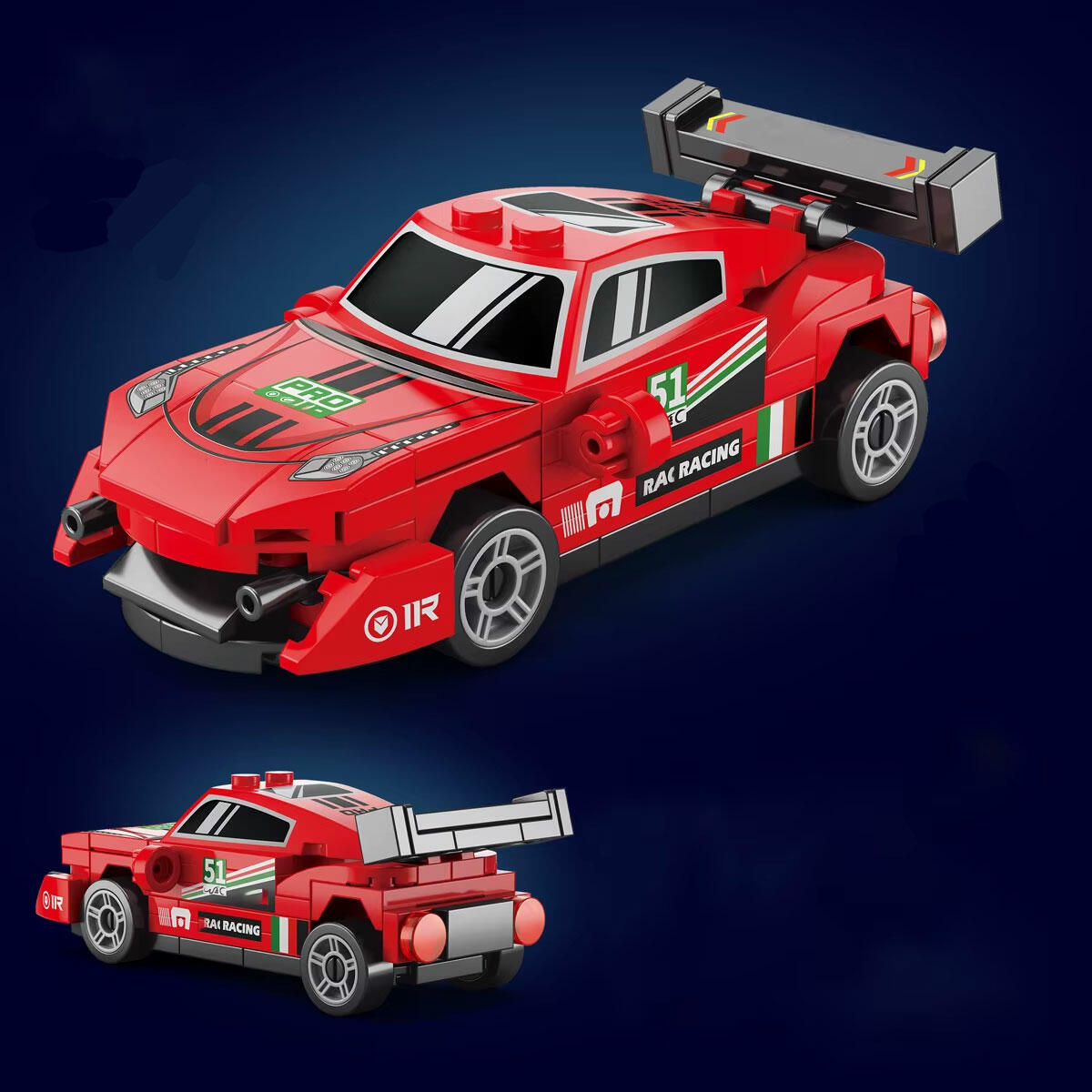 69 Parça Blok Ferrari Araba Yapım Seti | Çek Bırak Mekanizmalı Spor Araç | Lego Uyumlu Eğitici ve Yaratıcı Blok Oyuncak Seti