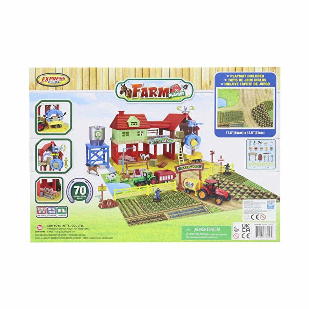 Express Wheels 70 Parça Dev Çiftlik Oyun Seti | Araçlı ve Hayvan Figürlü Eğitici Çiftlik Seti | 3+ Yaş Kapsamlı Oyun Kiti