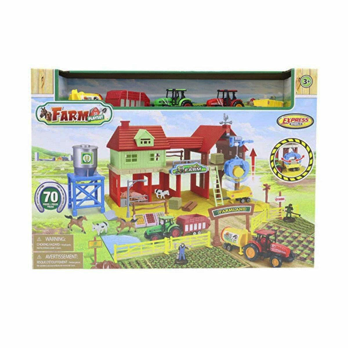 Express Wheels 70 Parça Dev Çiftlik Oyun Seti | Araçlı ve Hayvan Figürlü Eğitici Çiftlik Seti | 3+ Yaş Kapsamlı Oyun Kiti