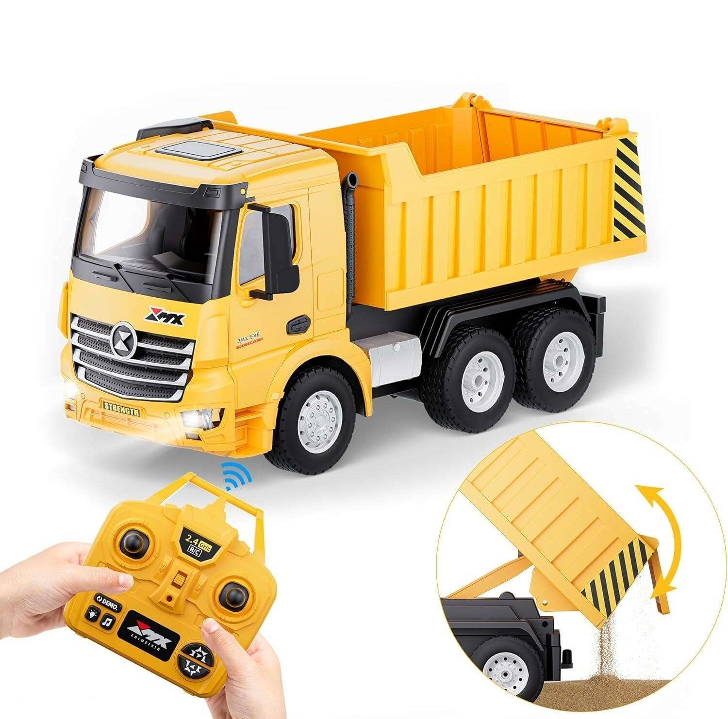 Uzaktan Kumandalı Damperli Kamyon İnşaat Aracı - 2.4 Ghz - USB Şarjlı - 1:18 Ölçek - 9 Kanal