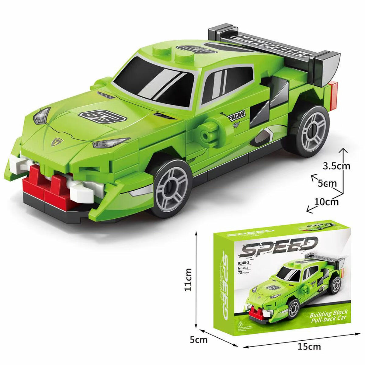 73 Parça Blok Lamborghini Araba Yapım Seti | Çek Bırak Mekanizmalı Spor Araç | Lego Uyumlu Eğitici ve Yaratıcı Blok Oyuncak Seti