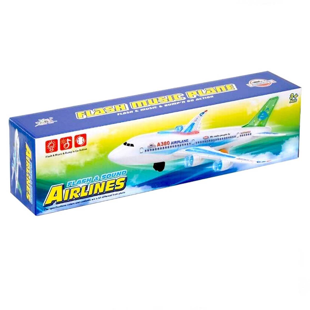 Pilli Işıklı Sesli A380 Çarp-Dön Uçak