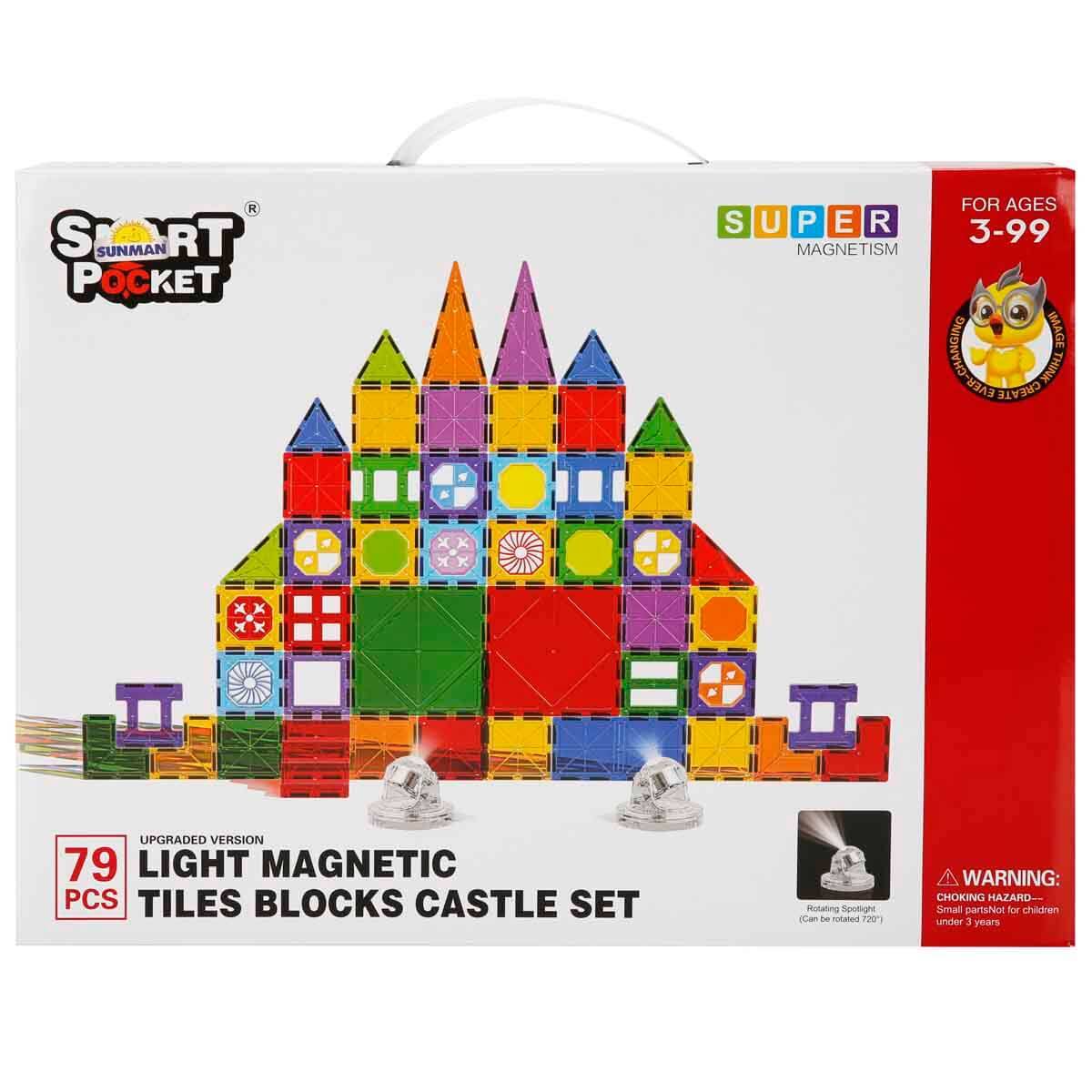 Led Işıklı Manyetik Blok Kale Seti 79 Parça