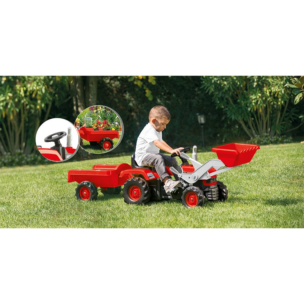 Dolu Römorklu Kepçeli Traktör Pedallı - Kırmızı