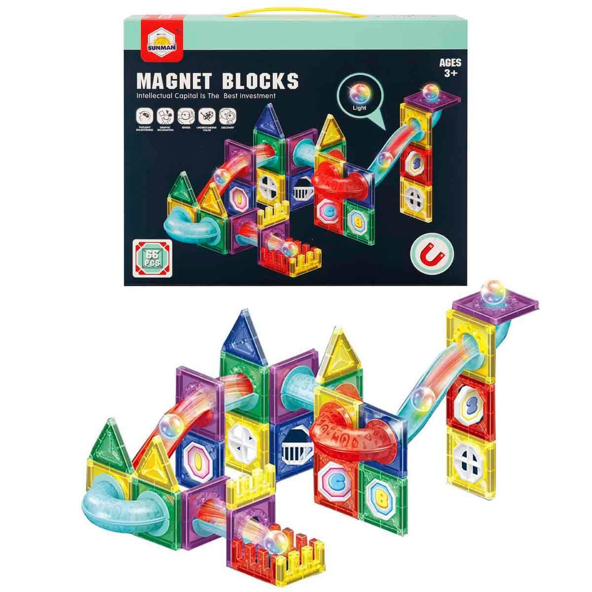 Işıklı Manyetik Blok 66 Parça