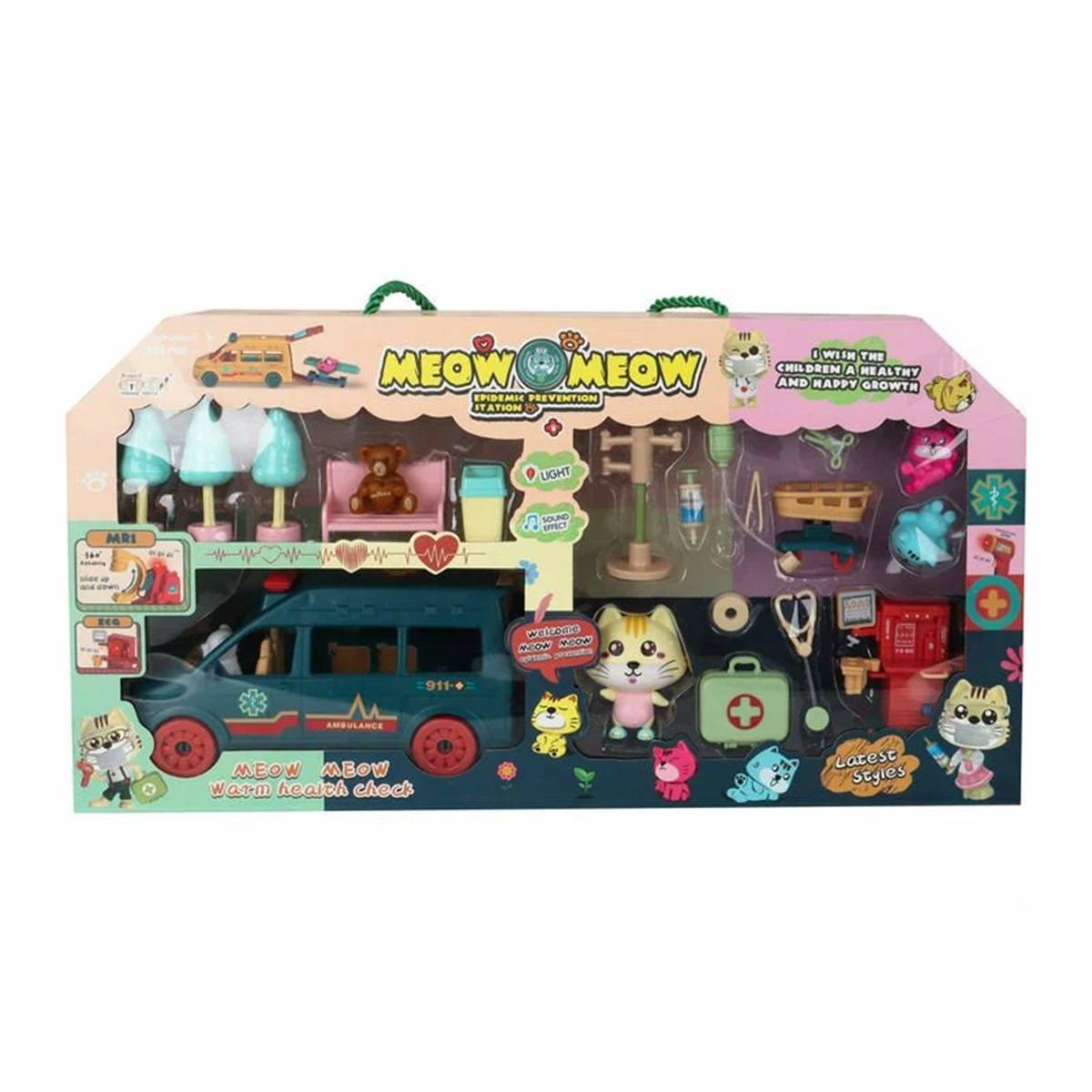 KEDİLİ AMBULANS SETİ IŞIKLI SESLİ