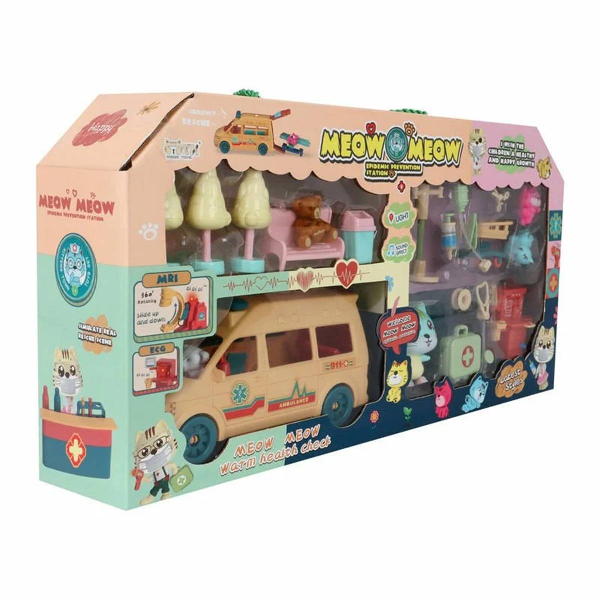 KEDİLİ AMBULANS SETİ IŞIKLI SESLİ