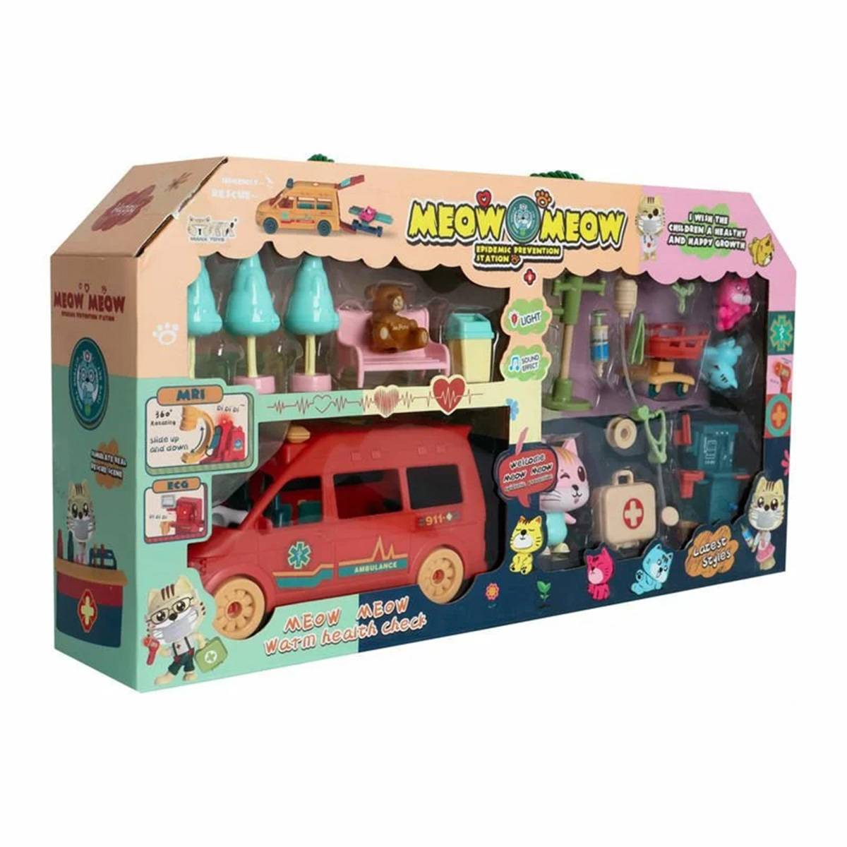 KEDİLİ AMBULANS SETİ IŞIKLI SESLİ