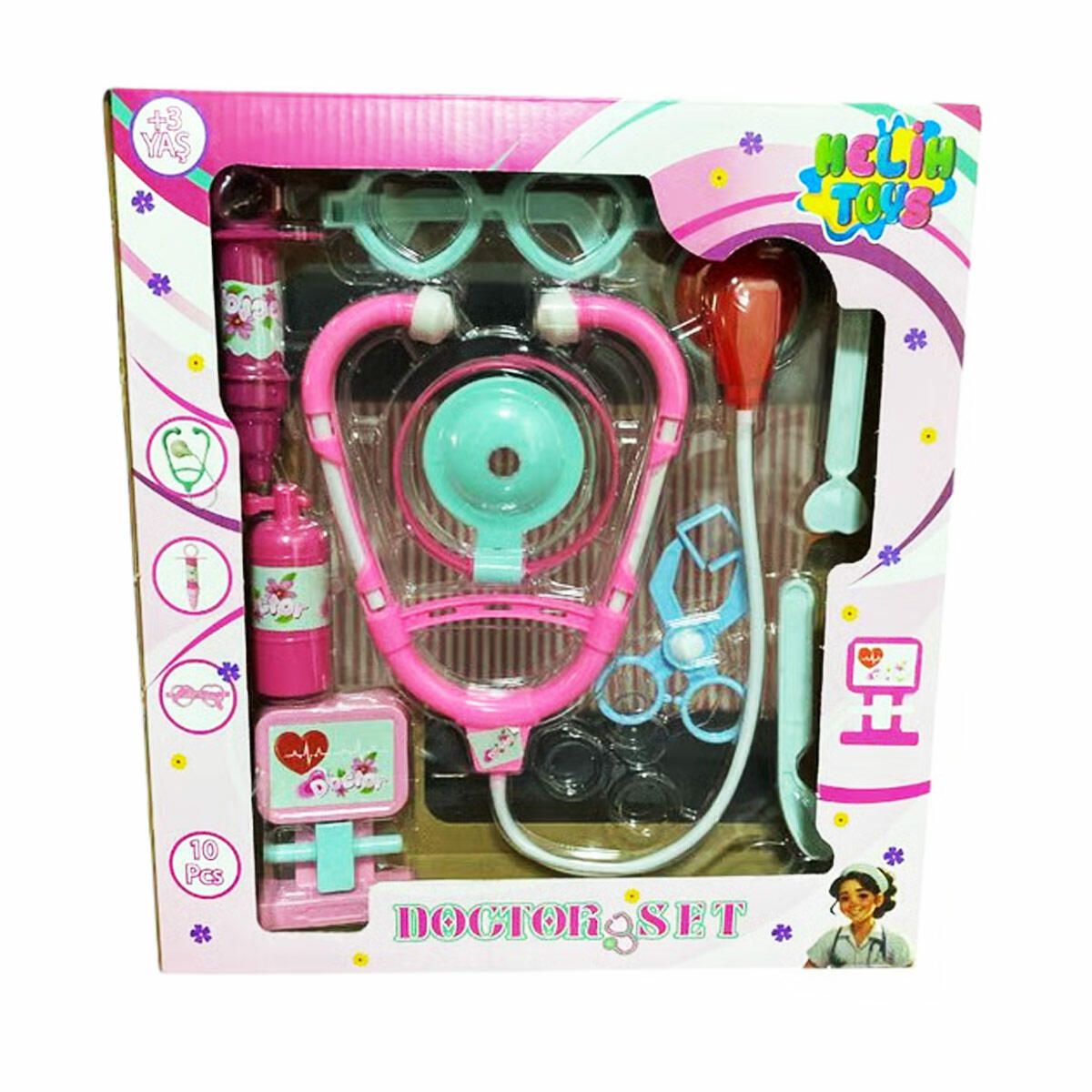 9 Parça Kutulu Eğitici Doktor Seti | İlk Yardım Ve Muayene Kiti | Çocuklar İçin Eğitici Doktor Çantası