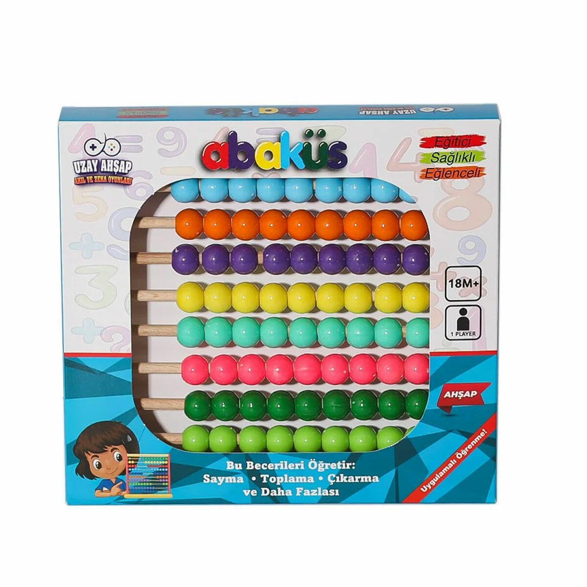 Ahşap Ayaksız Abaküs | Eğitici Matematik ve Sayı Sayma Oyuncağı | Doğal Ahşap İlk Öğrenme Seti