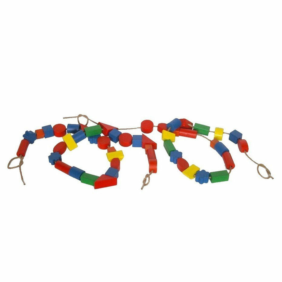 Woodoy Ahşap 50 Parça İpe Dizme Oyunu | Eğitici Koordinasyon Seti | Sağlığa Uygun Doğal Ahşap Bloklar