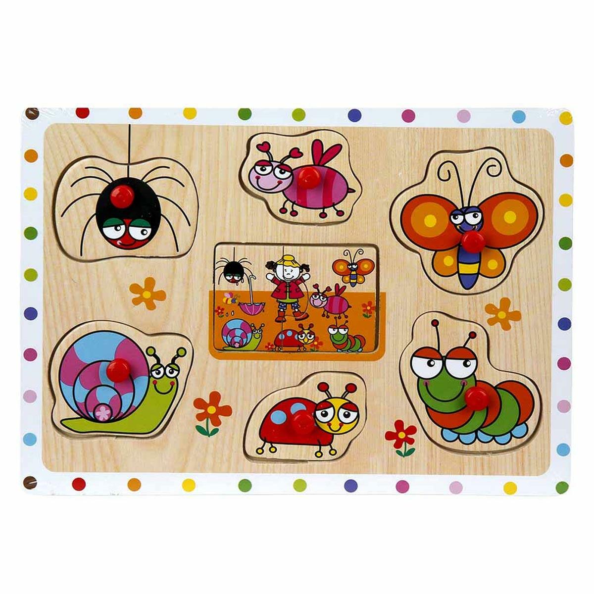 Ahşap Puzzle Raptiyeli Bultak Hayvan Resimli | 7 Parça Eğitici Ahşap Oyuncak | Okul Öncesi Koordinasyon Geliştirici