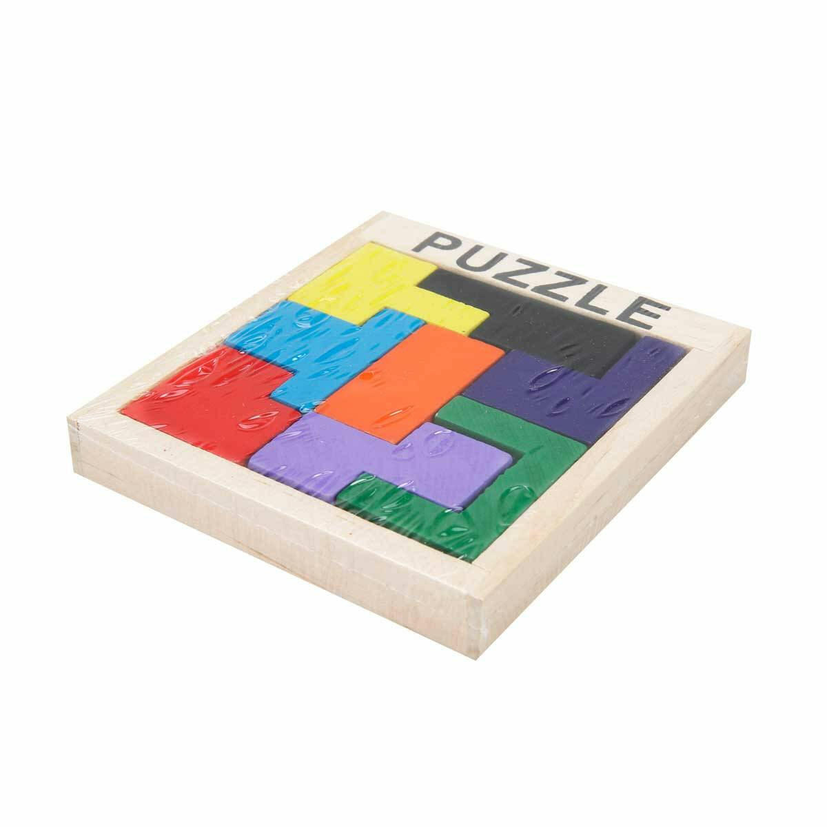 Ahşap Puzzle Tetris Şekilli Oyun | 8 Parça Renkli Eğitici Zeka Oyunu | Çocuklar İçin Montessori Uyumlu Ahşap Blok Seti
