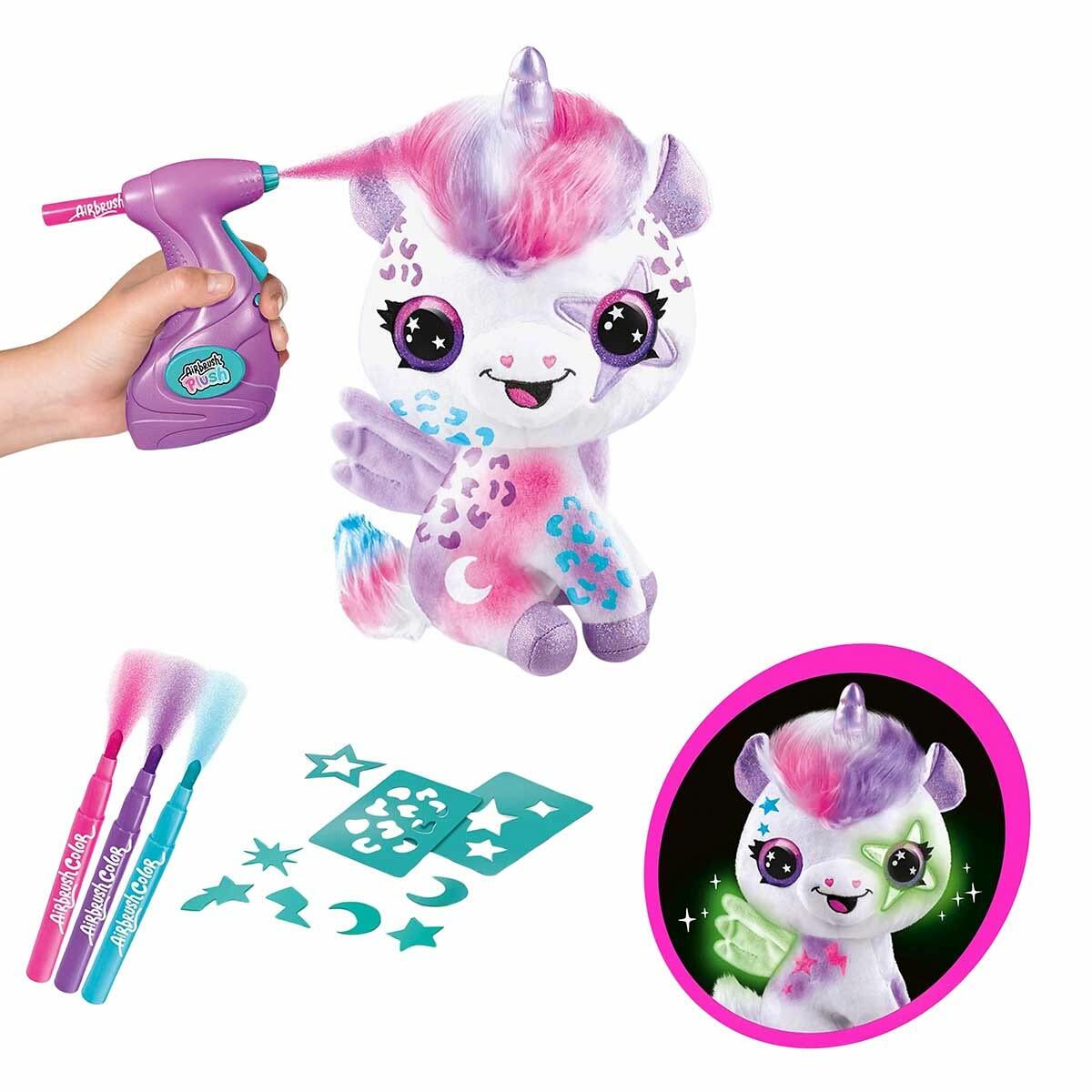 Airbrush Plush Karanlıkta Parlayan Sihirli Unicorn | Kendin Tasarla DIY Pelüş Seti | Yıkanabilir Ve Yeniden Boyanabilir Figür
