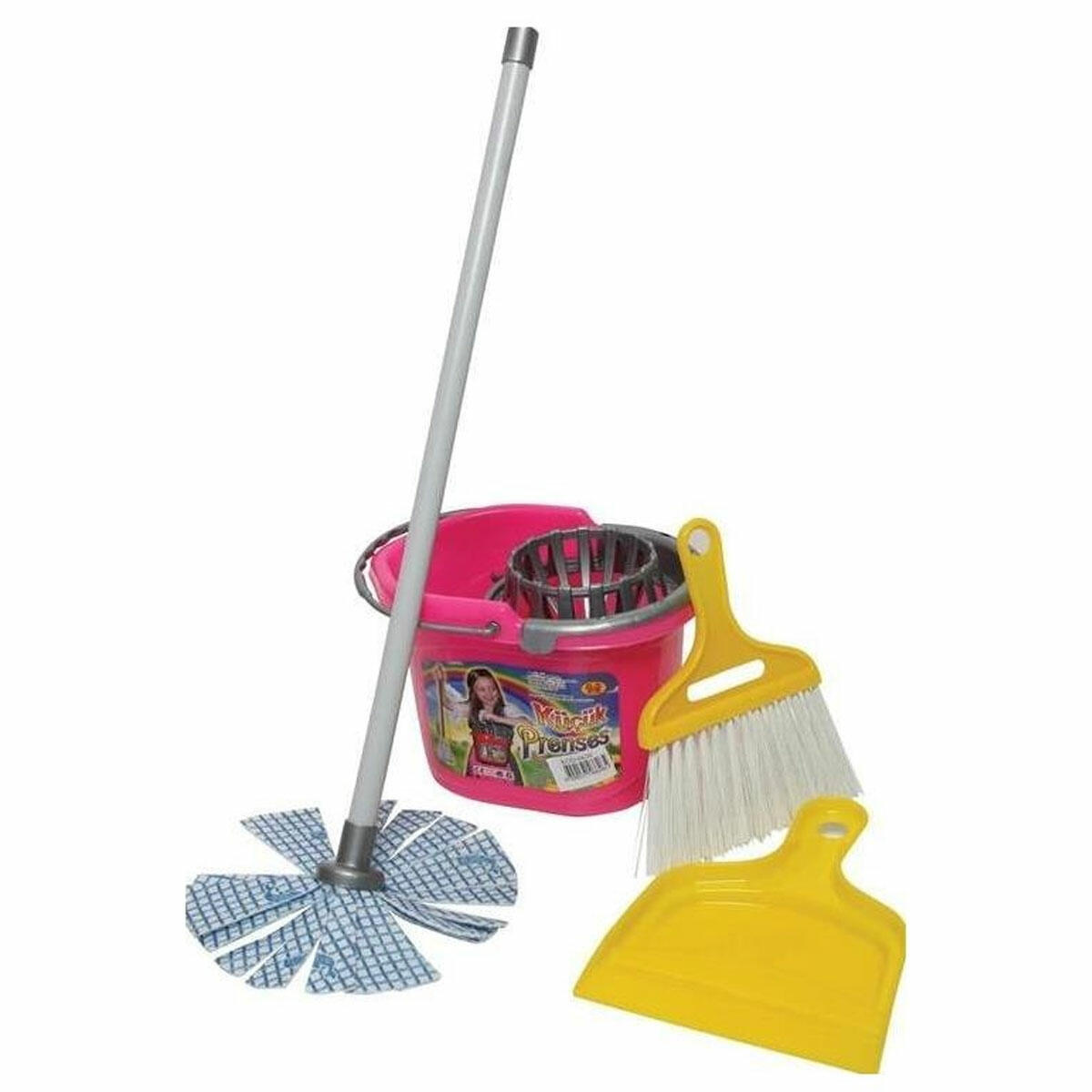 Aksesuarlı Temizlik Kova Seti Vileda | 46 cm Sopalı Eğitici Çocuk Temizlik Seti | Faraşlı ve El Süpürgeli Oyuncak Seti