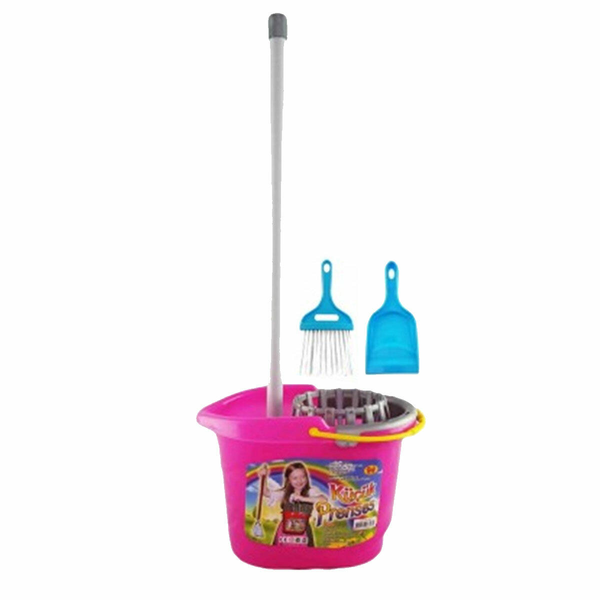 Aksesuarlı Temizlik Kova Seti Vileda | 46 cm Sopalı Eğitici Çocuk Temizlik Seti | Faraşlı ve El Süpürgeli Oyuncak Seti