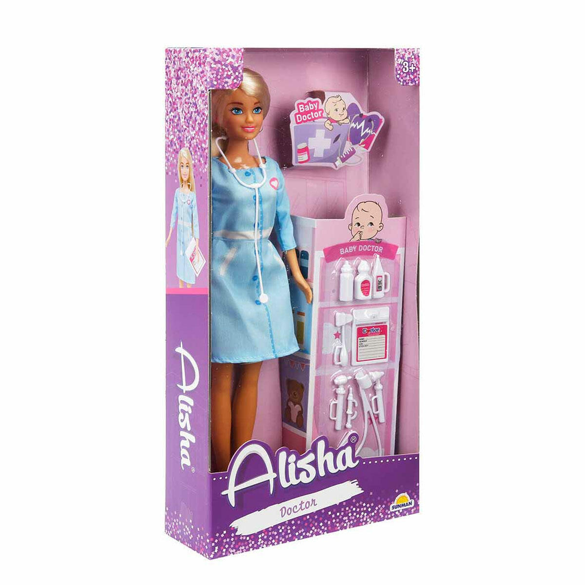 Alisha Bebek Doktoru Seti | 29 cm Doktor Bebek ve Tıbbi Aksesuar Kiti | Eğitici Meslek Tanıtım Oyuncağı