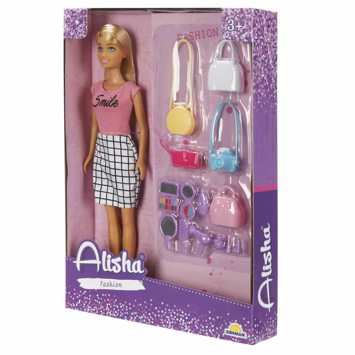 Alisha Fashion Aksesuar Seti | 29 cm Moda Bebeği ve 10 Parça Aksesuar | Eğitici Güzellik ve Stil Oyun Seti