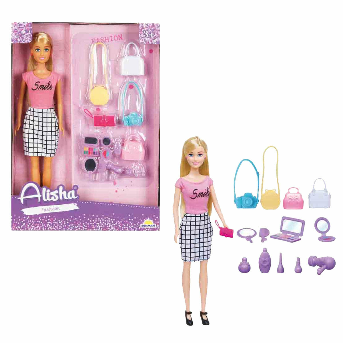 Alisha Fashion Aksesuar Seti | 29 cm Moda Bebeği ve 10 Parça Aksesuar | Eğitici Güzellik ve Stil Oyun Seti