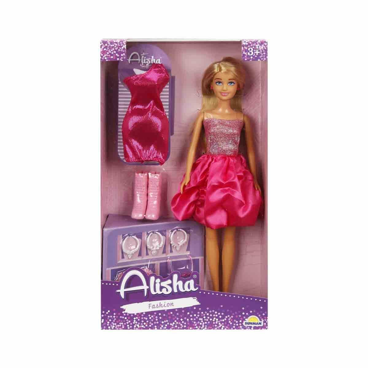 Alisha Gece Elbiseli Bebek Oyun Seti | 29 cm Simli Elbiseli Moda Bebeği | Aksesuarlı Baloya Hazırlık Seti