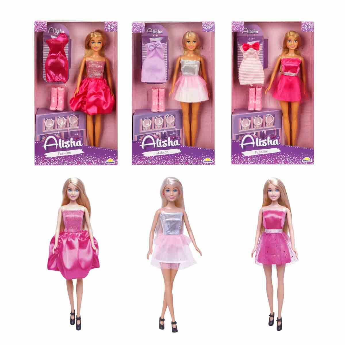 Alisha Gece Elbiseli Bebek Oyun Seti | 29 cm Simli Elbiseli Moda Bebeği | Aksesuarlı Baloya Hazırlık Seti