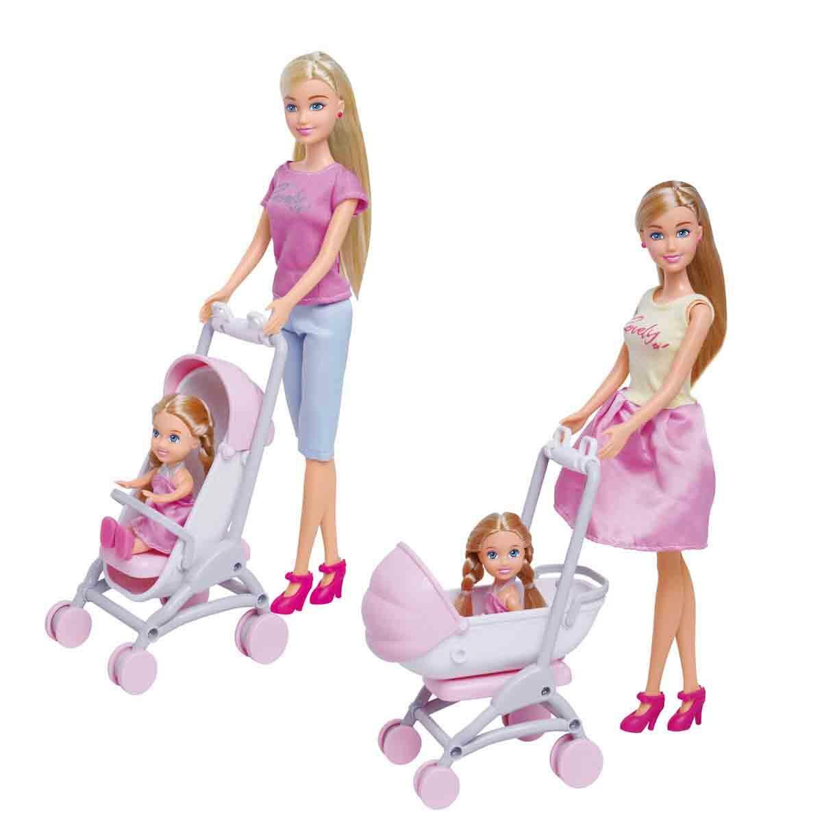 Alisha Pusetli Set Günlük Kıyafetli Bebek | 29 cm Alisha Ve Pusetli Bebek Seti | Aksesuarlı Evcilik Oyun Seti