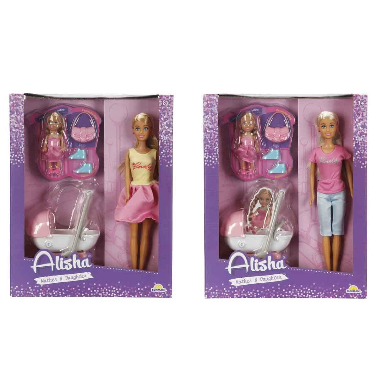 Alisha Pusetli Set Günlük Kıyafetli Bebek | 29 cm Alisha Ve Pusetli Bebek Seti | Aksesuarlı Evcilik Oyun Seti