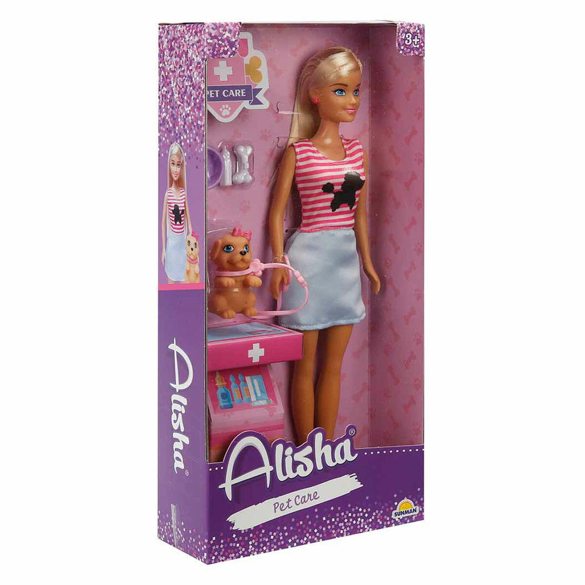 Alisha Veteriner Bebek Seti | 29 cm Bebek ve Sevimli Köpek Figürü | Eğitici Veterinerlik ve Hayvan Bakım Oyun Seti