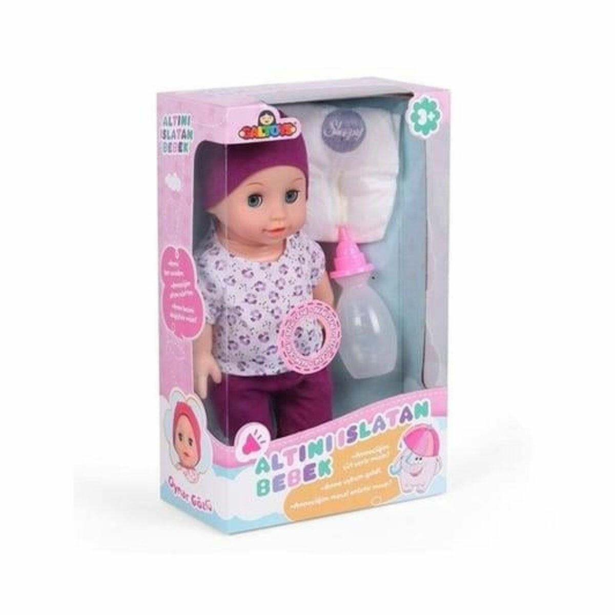 Altını Islatan Et Bebek 33 cm | 9 Farklı Cümle Konuşan Sesli Bebek | Su İçen ve Hareketli Gözlü Eğitici Evcilik Seti