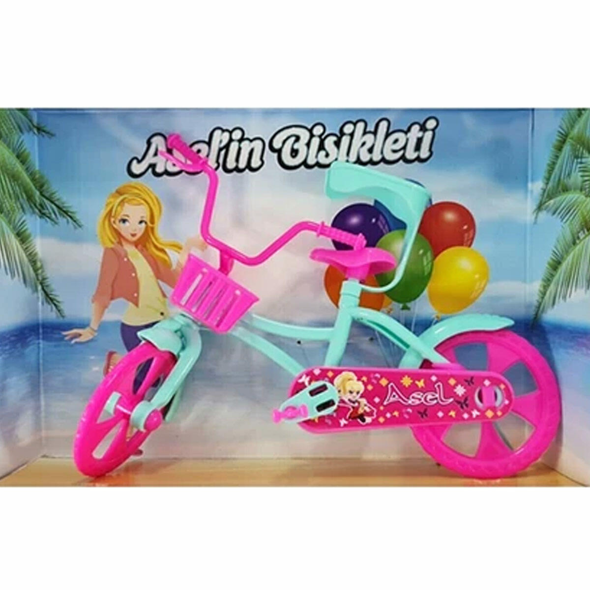 Asel'in Bisikleti | 26 cm Sepetli ve Renkli Oyuncak Bisiklet | Pembe ve Mavi Aksesuarlı Bisiklet